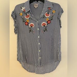 Como Vintage Women’s Small Petite (PS) Blouse - Blue and White Stripes